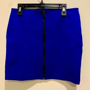 Blue Zip - Up Bodycon Mini Skirt